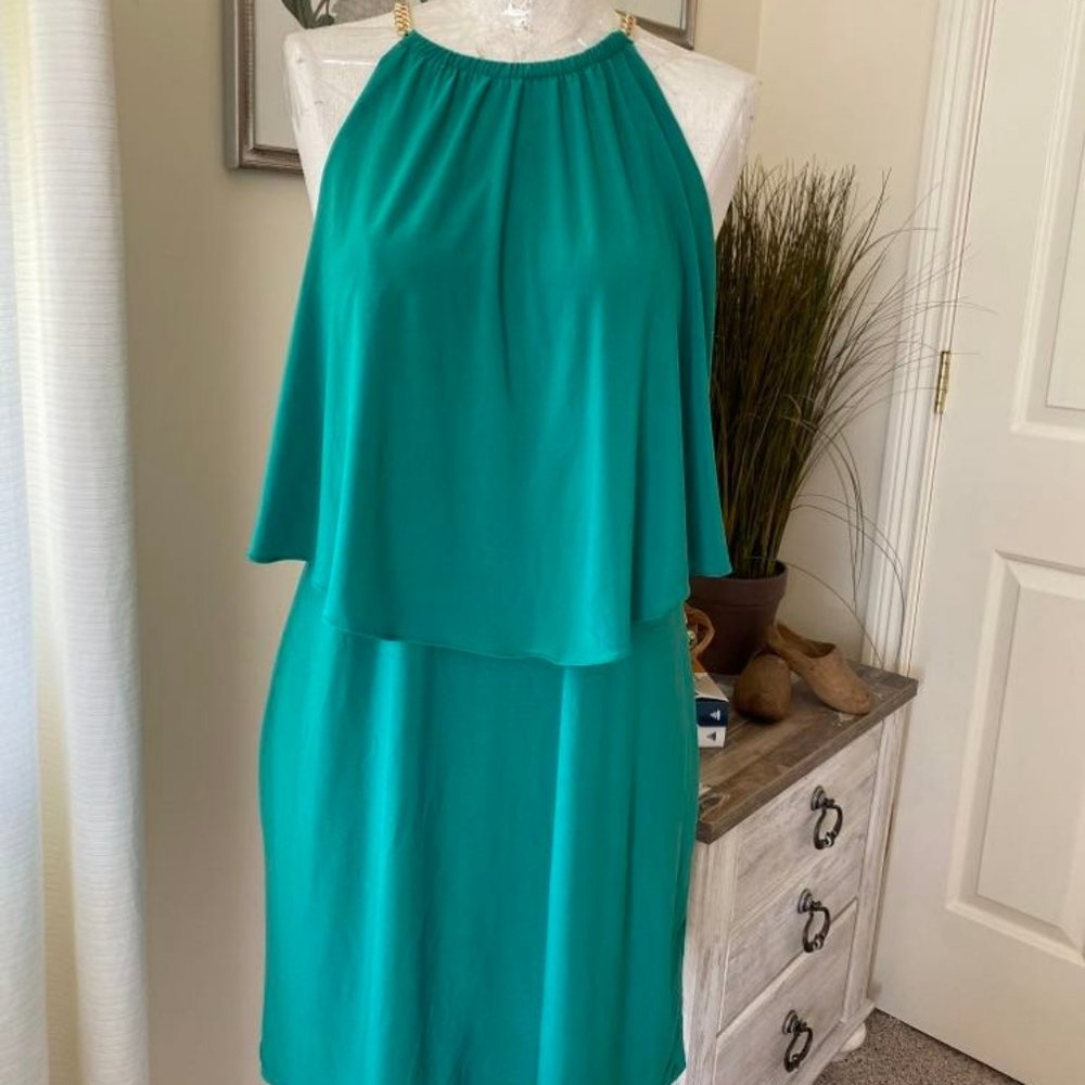 Elegant Teal Halter Dress